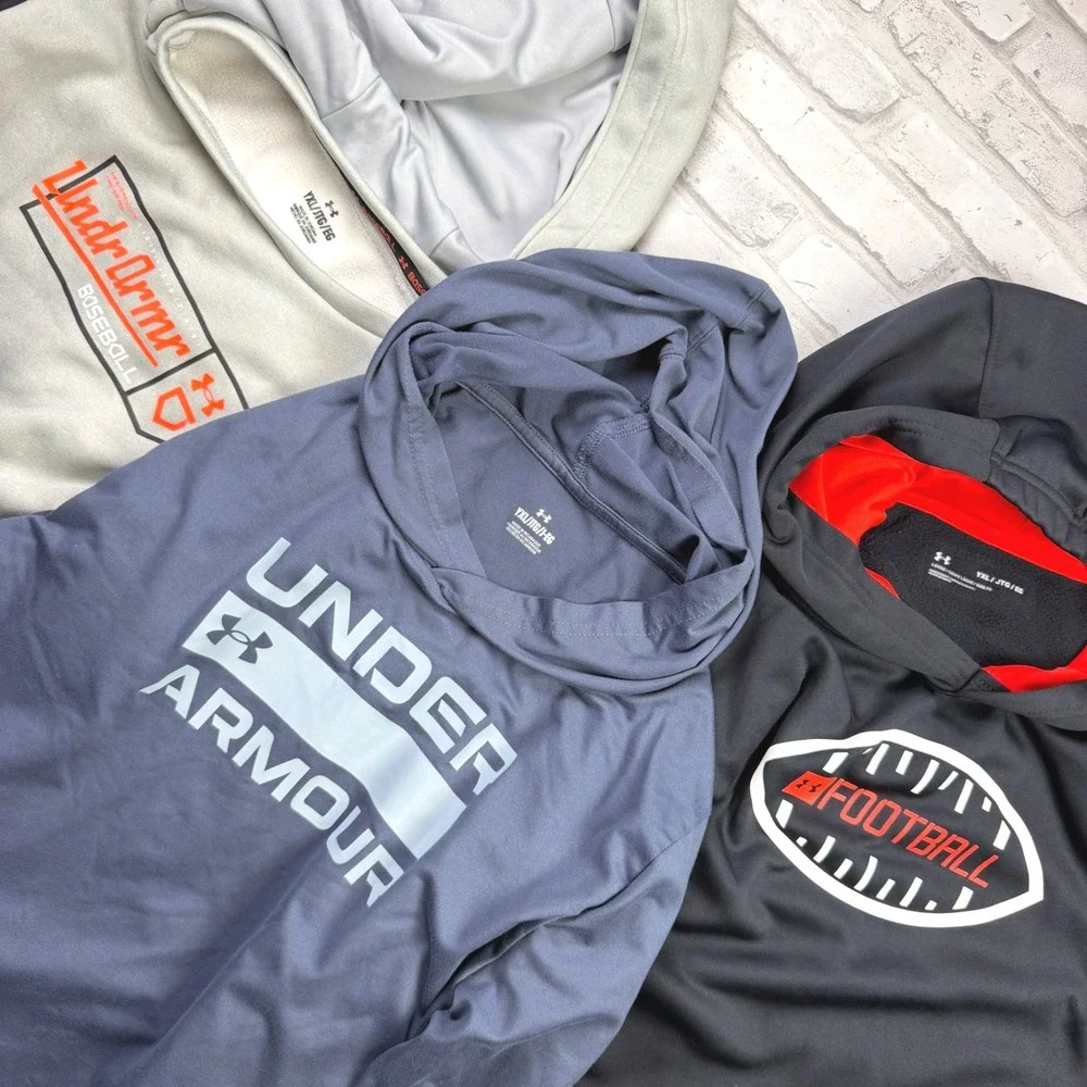 Under Armour Hoodie Lot Boys YXL Blue Black Gray Baseball Football EUC